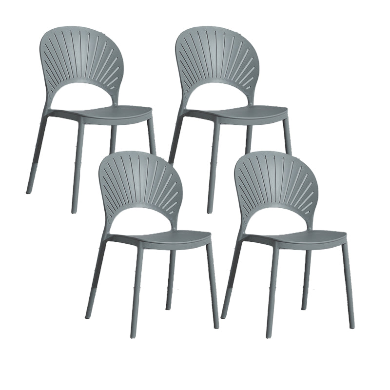 Scandinavian Plastic Armless Chair Kitchen Dining Room Open Back Chair