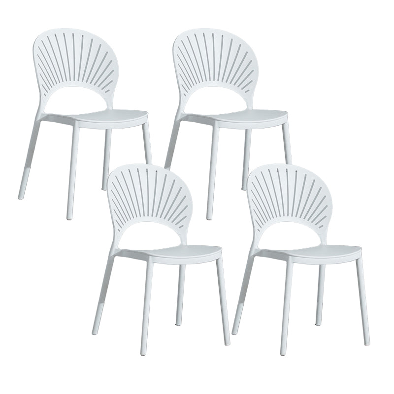 Scandinavian Plastic Armless Chair Kitchen Dining Room Open Back Chair