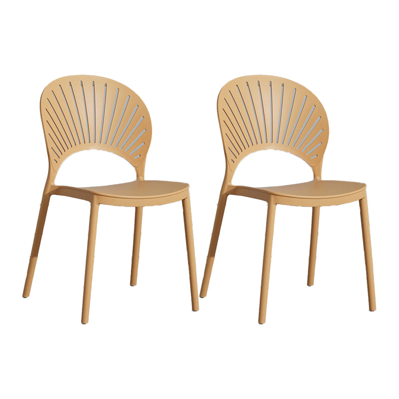 Scandinavian Plastic Armless Chair Kitchen Dining Room Open Back Chair