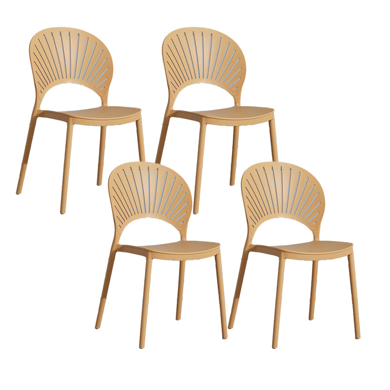 Scandinavian Plastic Armless Chair Kitchen Dining Room Open Back Chair