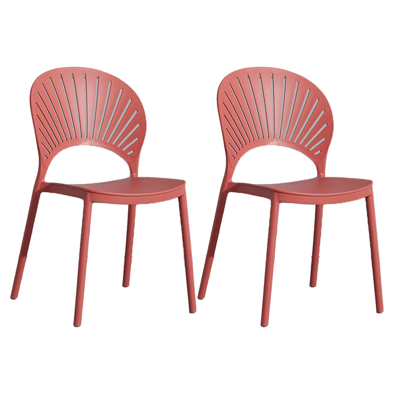 Scandinavian Plastic Armless Chair Kitchen Dining Room Open Back Chair