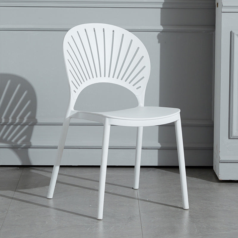 Scandinavian Plastic Armless Chair Kitchen Dining Room Open Back Chair