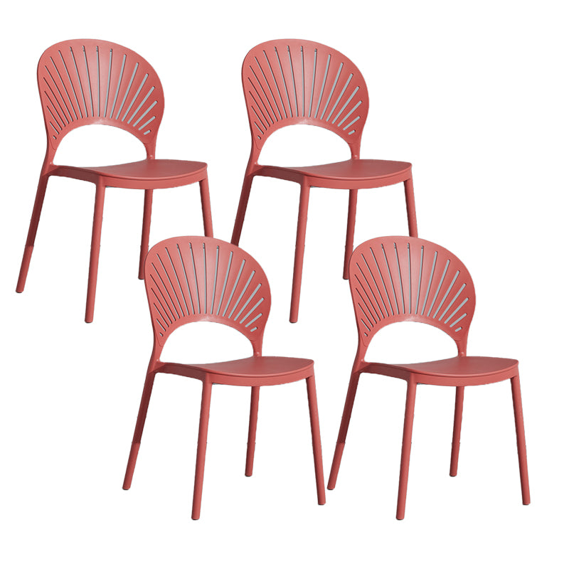 Scandinavian Plastic Armless Chair Kitchen Dining Room Open Back Chair