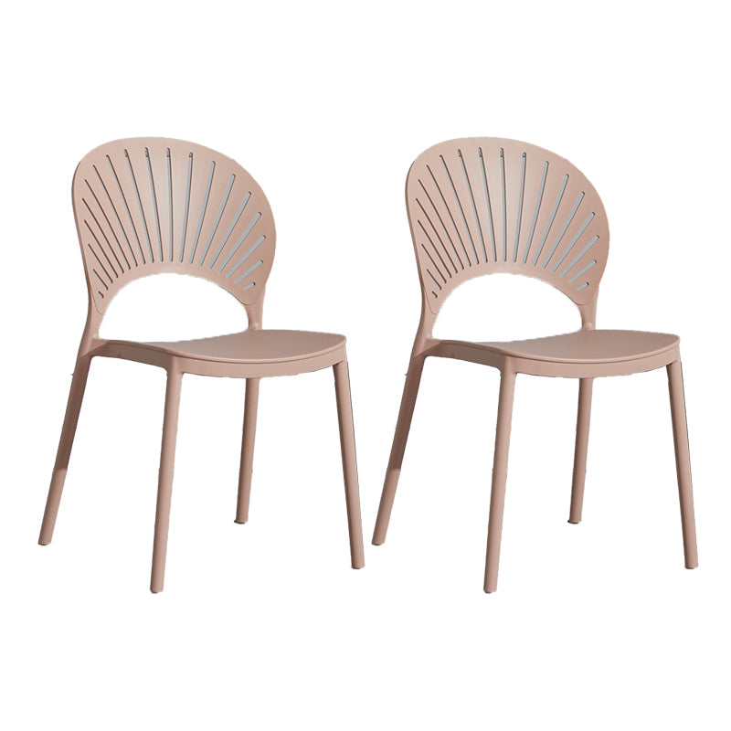 Scandinavian Plastic Armless Chair Kitchen Dining Room Open Back Chair