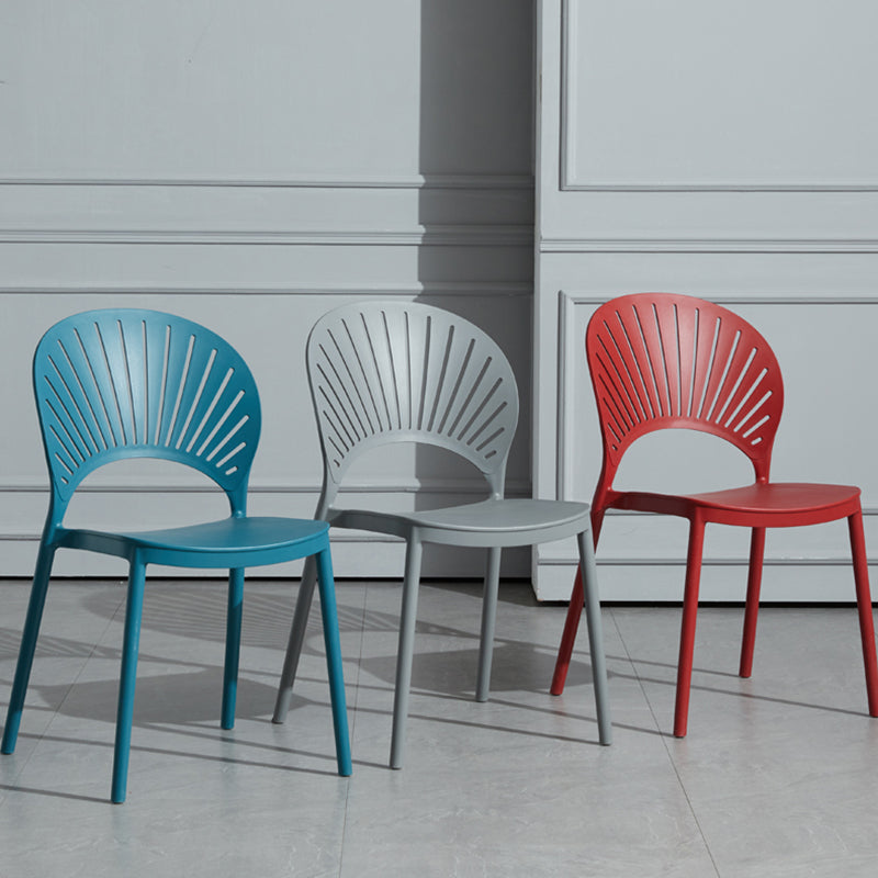 Scandinavian Plastic Armless Chair Kitchen Dining Room Open Back Chair