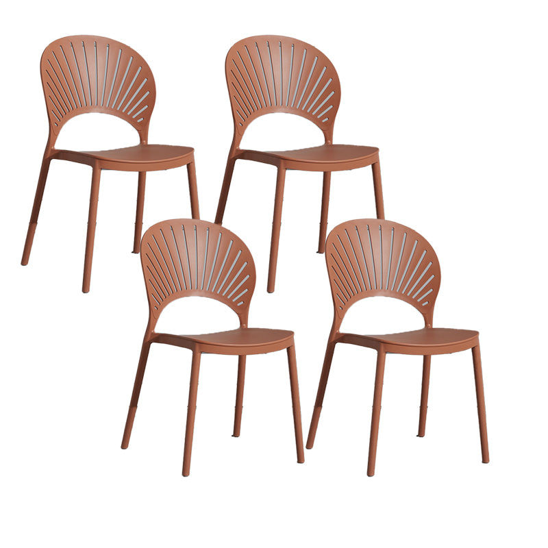 Scandinavian Plastic Armless Chair Kitchen Dining Room Open Back Chair