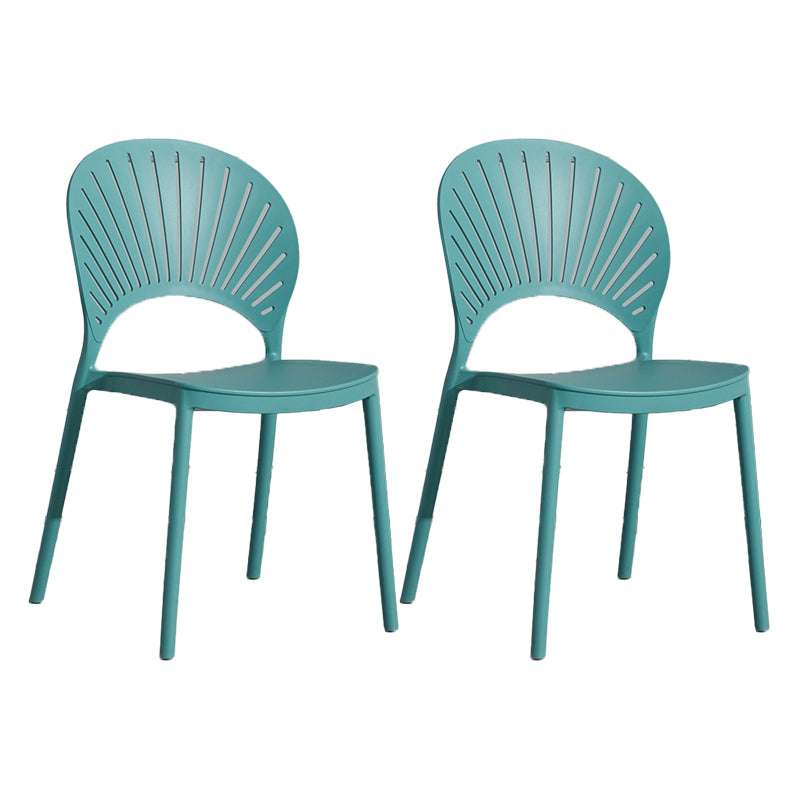 Scandinavian Plastic Armless Chair Kitchen Dining Room Open Back Chair