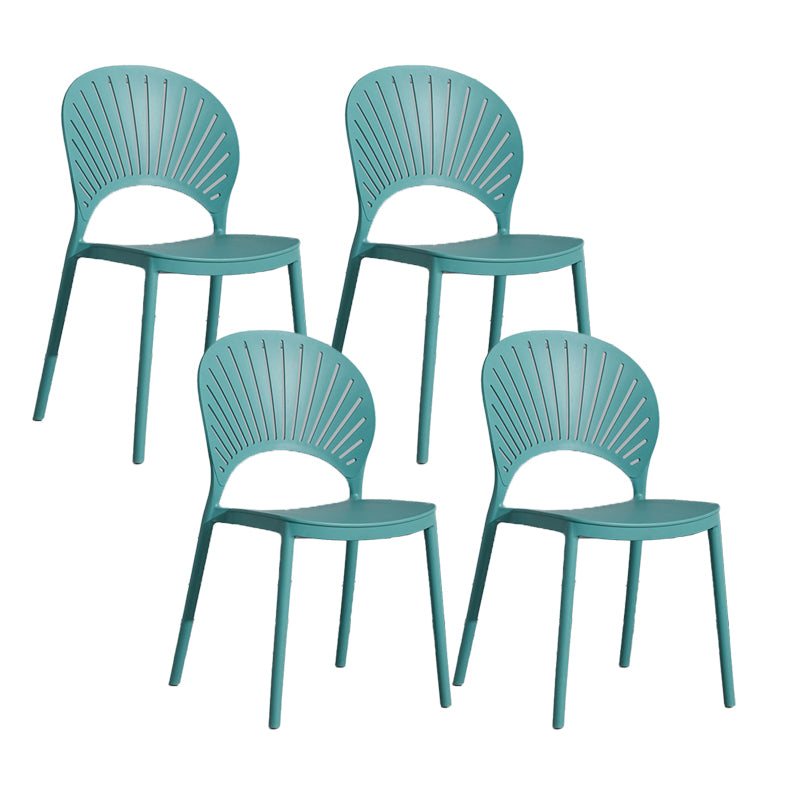 Scandinavian Plastic Armless Chair Kitchen Dining Room Open Back Chair