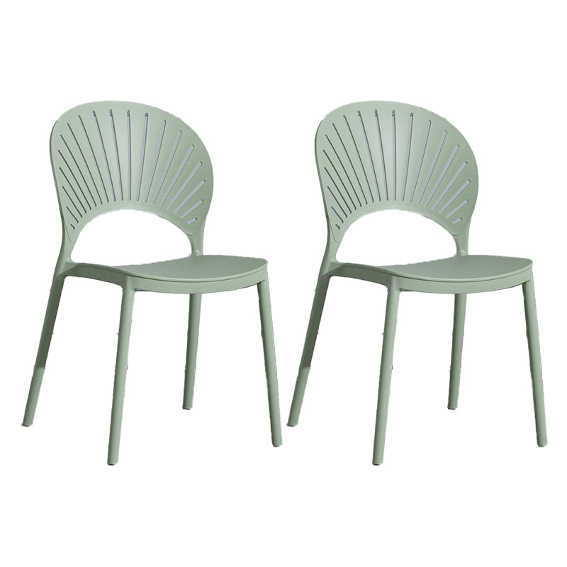 Scandinavian Plastic Armless Chair Kitchen Dining Room Open Back Chair