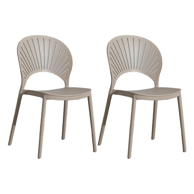 Scandinavian Plastic Armless Chair Kitchen Dining Room Open Back Chair