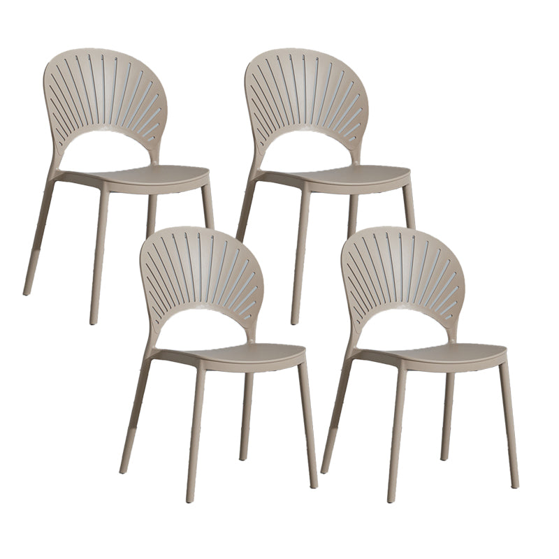 Scandinavian Plastic Armless Chair Kitchen Dining Room Open Back Chair