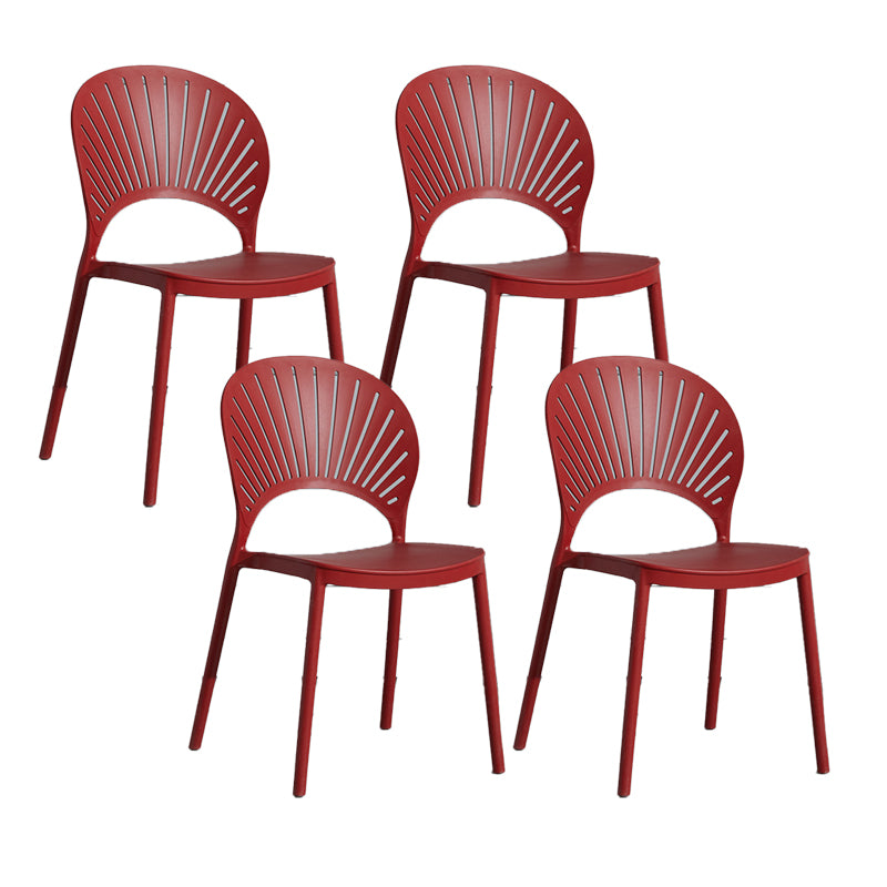 Scandinavian Plastic Armless Chair Kitchen Dining Room Open Back Chair