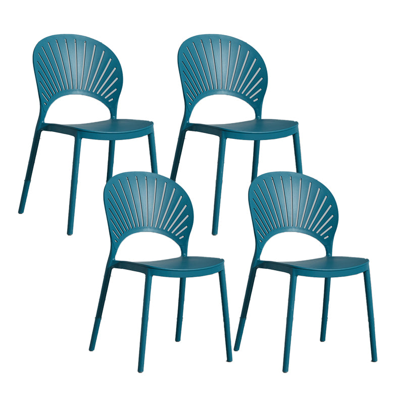 Scandinavian Plastic Armless Chair Kitchen Dining Room Open Back Chair