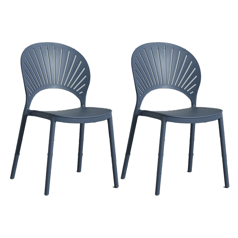 Scandinavian Plastic Armless Chair Kitchen Dining Room Open Back Chair