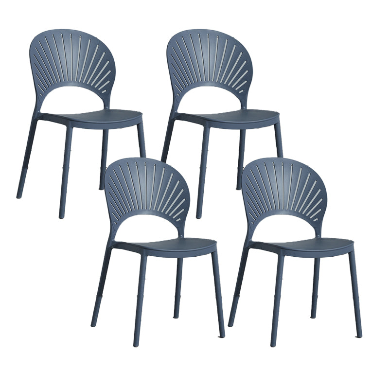 Scandinavian Plastic Armless Chair Kitchen Dining Room Open Back Chair