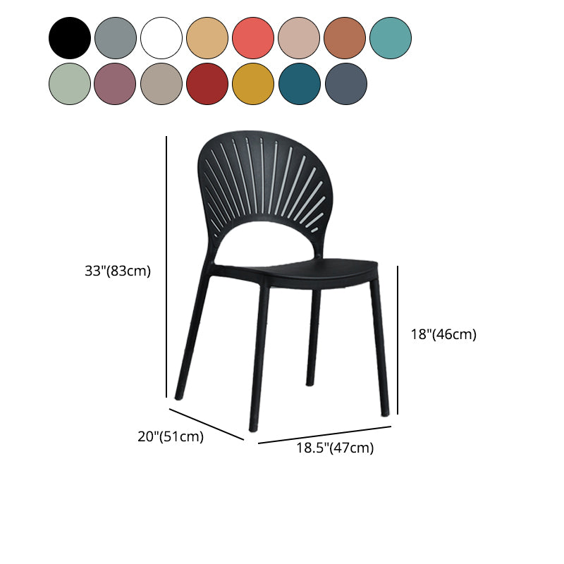 Scandinavian Plastic Armless Chair Kitchen Dining Room Open Back Chair