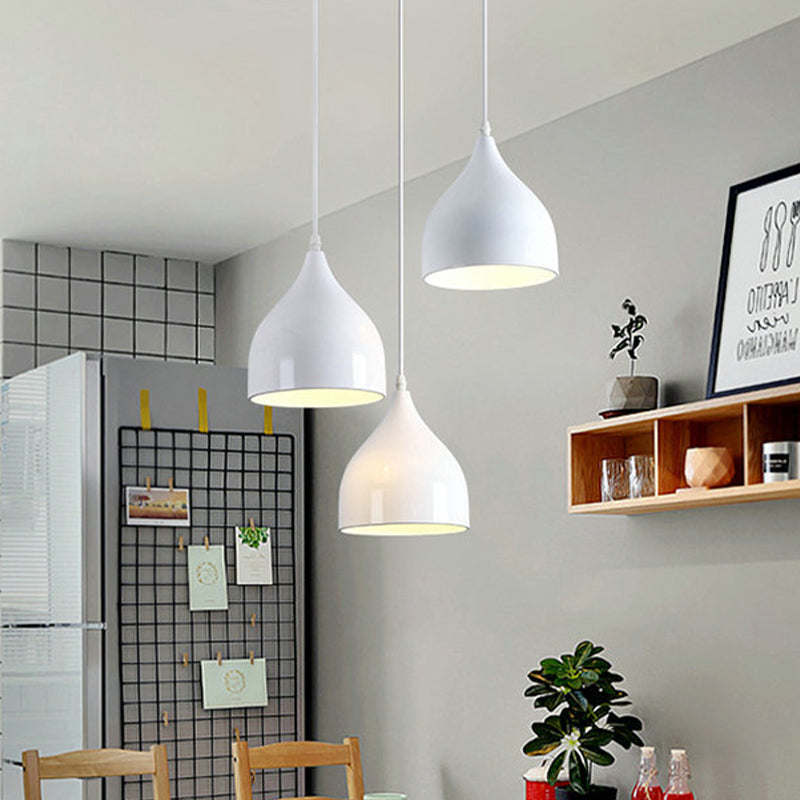 Onion Multi Light Pendant Modern Metallic 3 Lights White Finish Hanging Ceiling Lamp