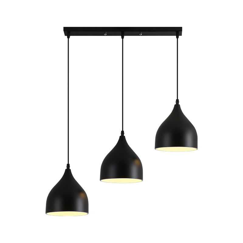 Metallic Onion Cluster Pendant Lamp Contemporain 3 Heads Black Down Lighting avec une canopée linéaire