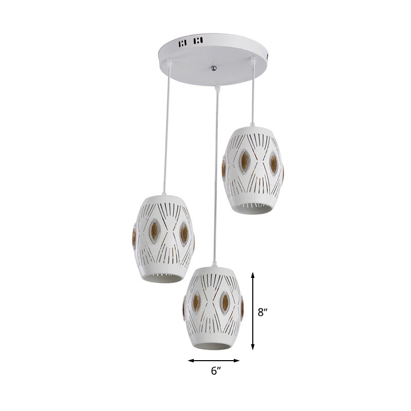 3 lumières salon Hanging Light Kit contemporain en grappe de grappe de pendentif avec une nuance en fer urne creux-out