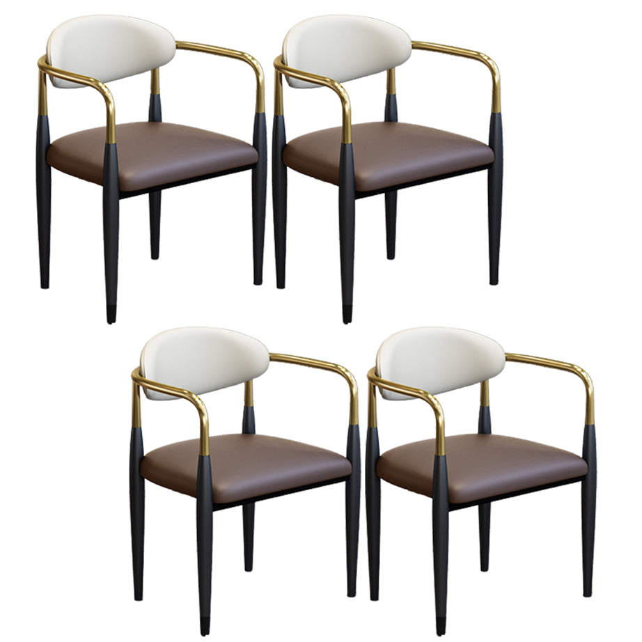 Modern Arm Chair Leather Open Back Dining Chair for Dining Room