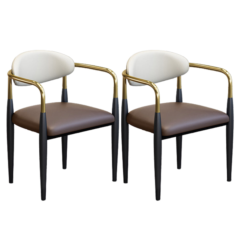 Modern Arm Chair Leather Open Back Dining Chair for Dining Room