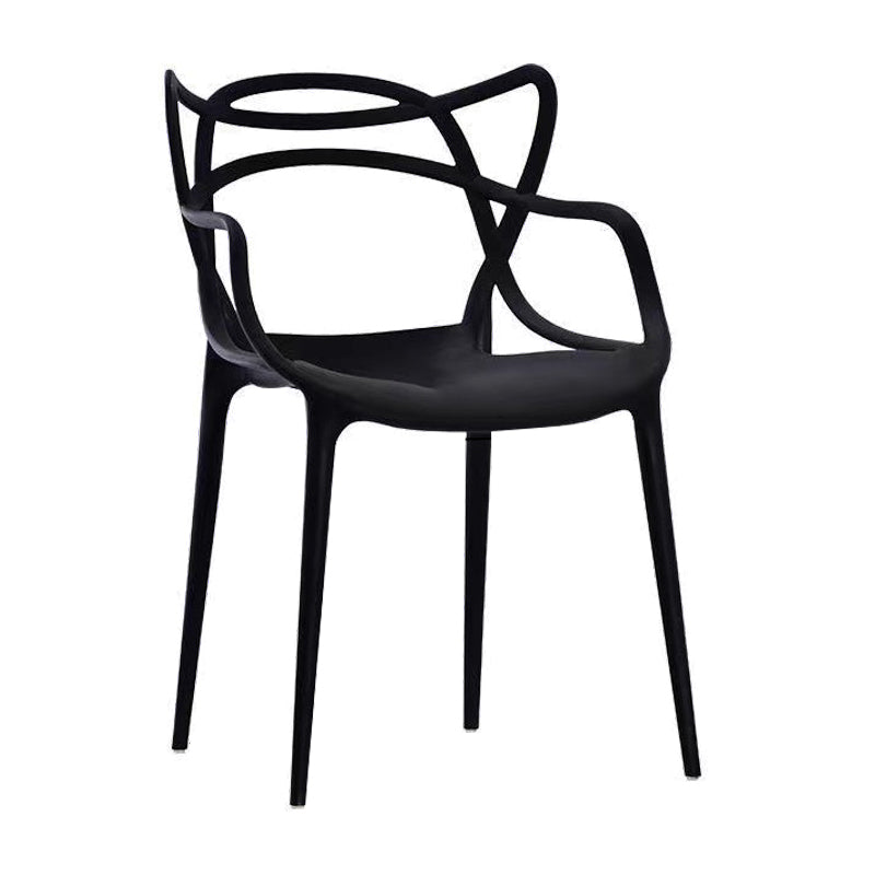 Contemporary Style Dining Armchair Plastic Open Back Dining Chair