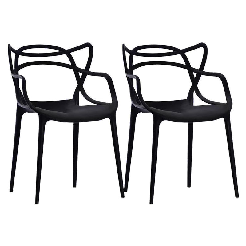 Contemporary Style Dining Armchair Plastic Open Back Dining Chair