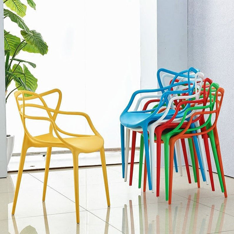 Contemporary Style Dining Armchair Plastic Open Back Dining Chair
