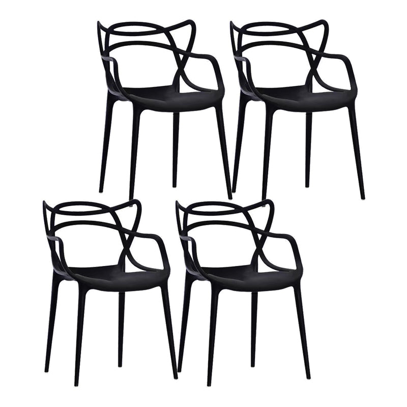 Contemporary Style Dining Armchair Plastic Open Back Dining Chair