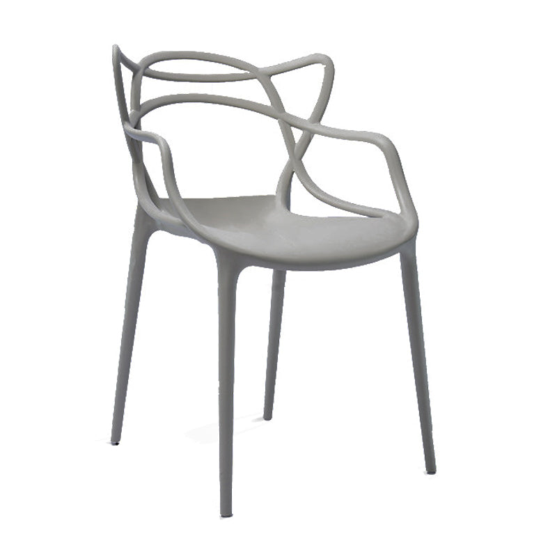 Contemporary Style Dining Armchair Plastic Open Back Dining Chair