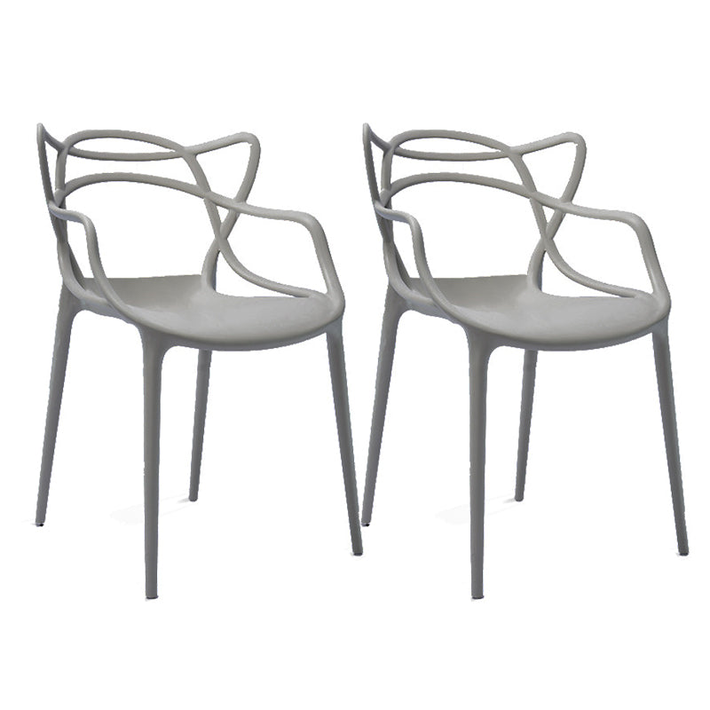 Contemporary Style Dining Armchair Plastic Open Back Dining Chair