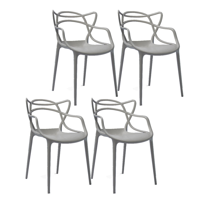 Contemporary Style Dining Armchair Plastic Open Back Dining Chair