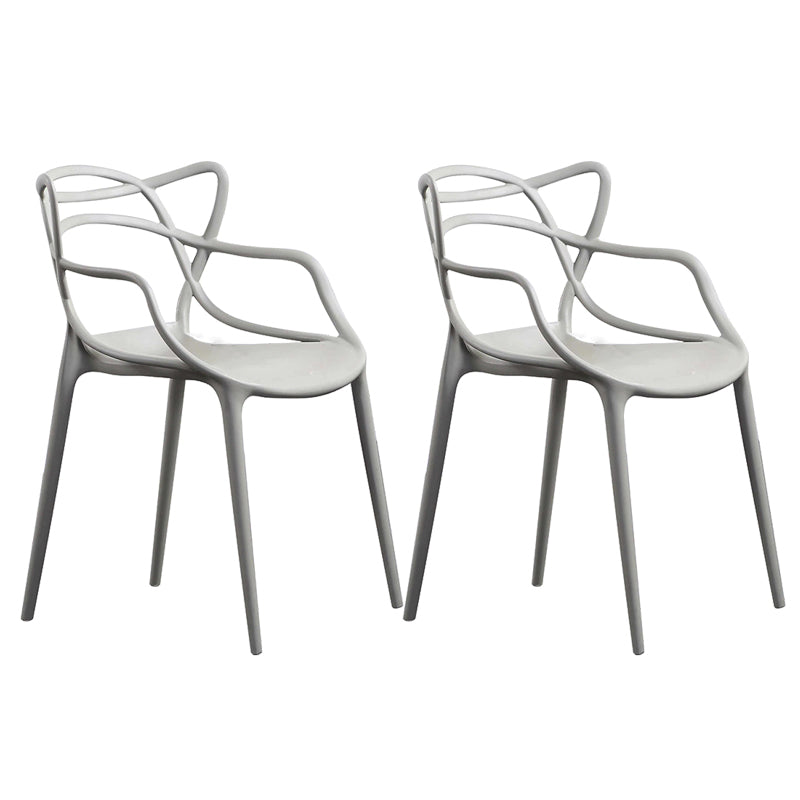 Contemporary Style Dining Armchair Plastic Open Back Dining Chair