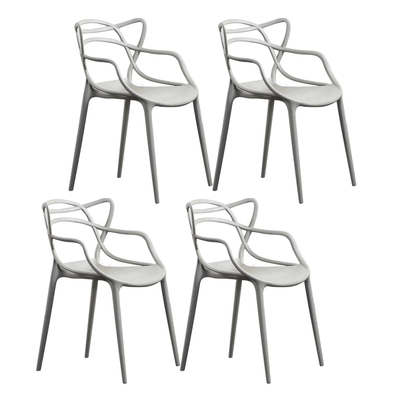 Contemporary Style Dining Armchair Plastic Open Back Dining Chair