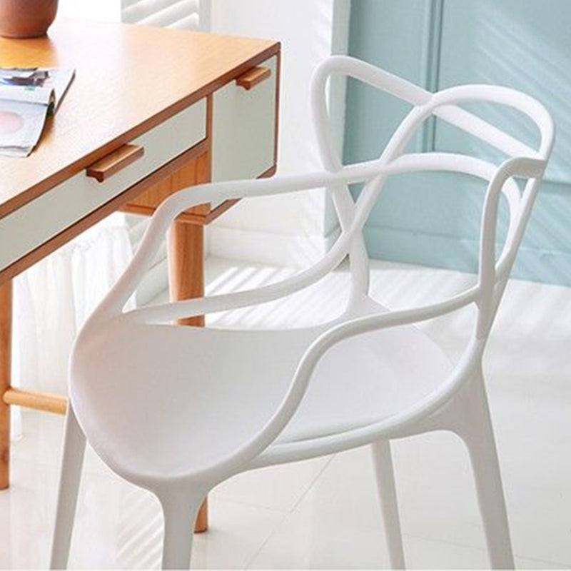 Contemporary Style Dining Armchair Plastic Open Back Dining Chair