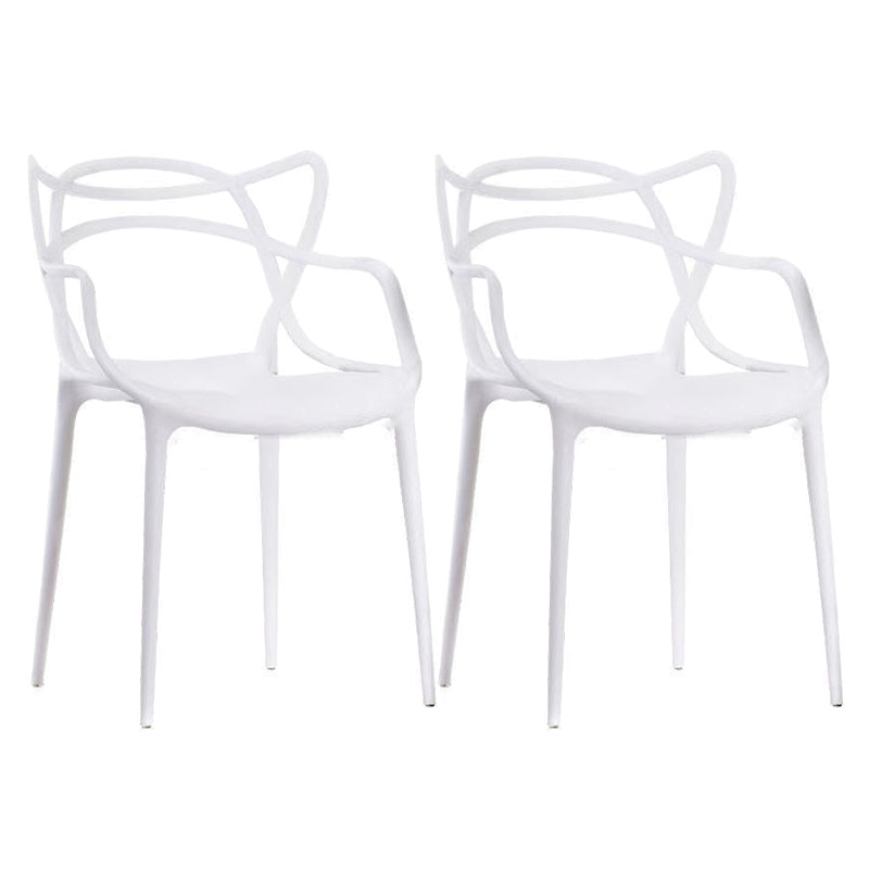 Contemporary Style Dining Armchair Plastic Open Back Dining Chair
