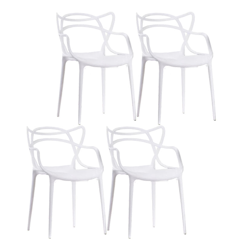 Contemporary Style Dining Armchair Plastic Open Back Dining Chair