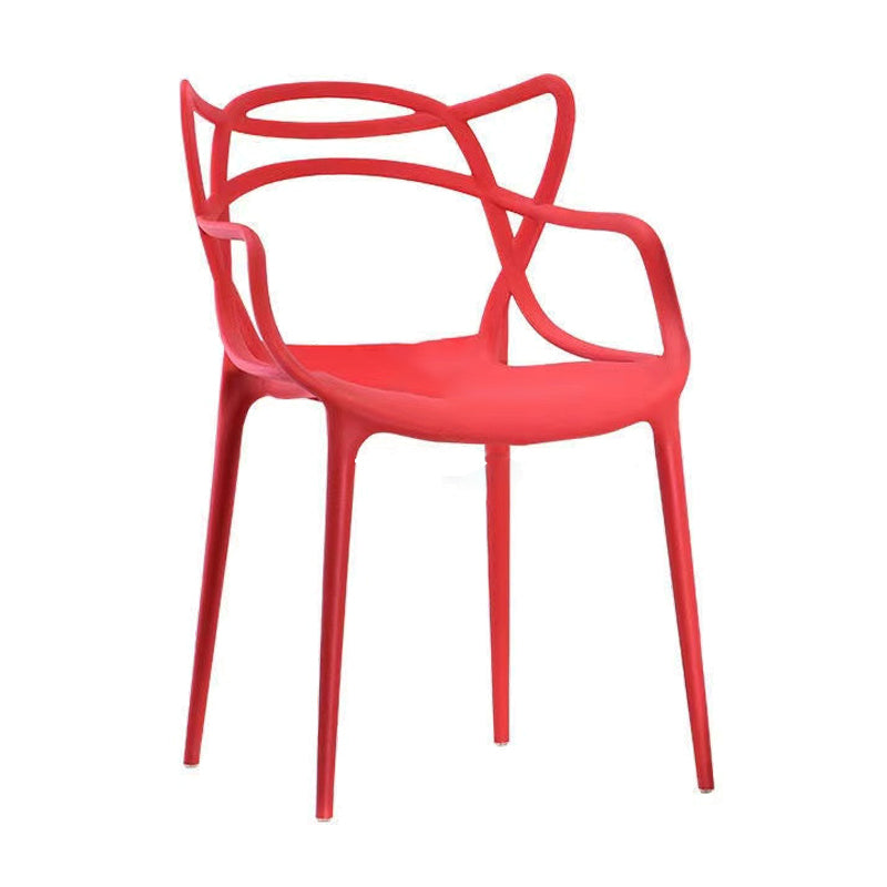 Contemporary Style Dining Armchair Plastic Open Back Dining Chair