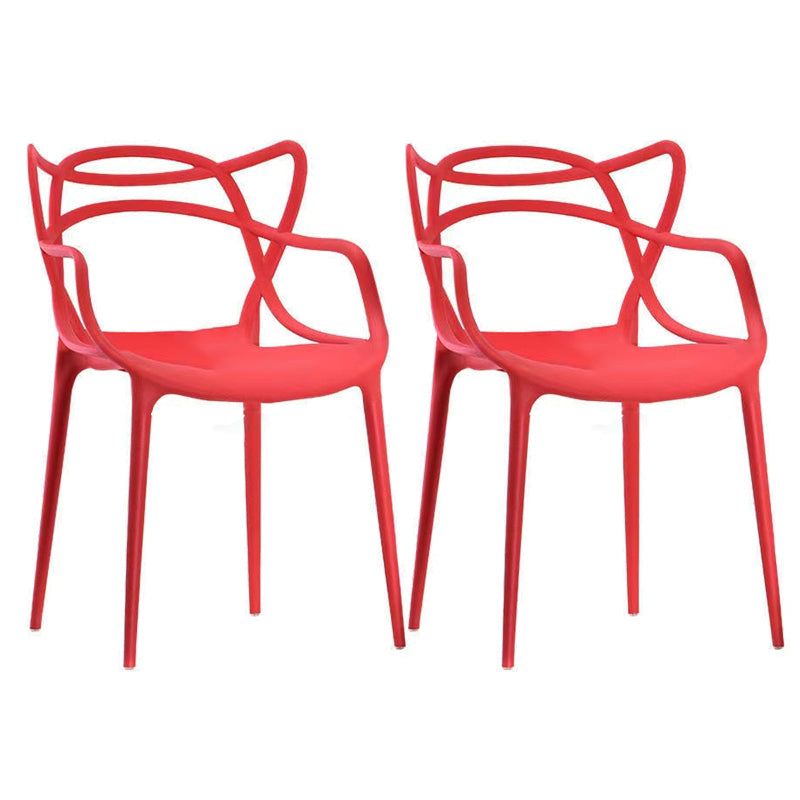 Contemporary Style Dining Armchair Plastic Open Back Dining Chair