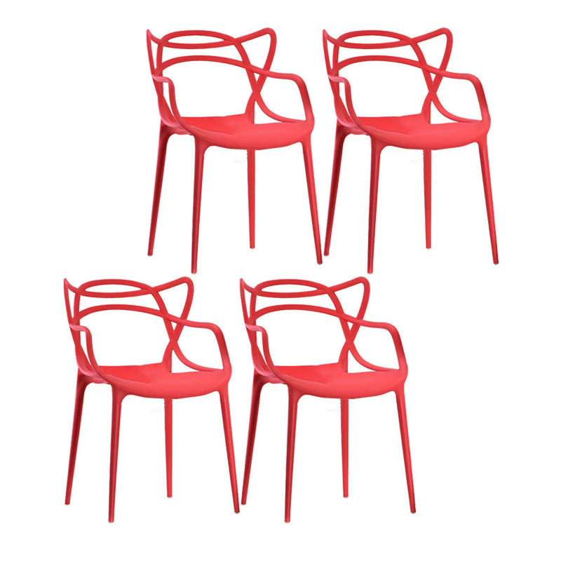 Contemporary Style Dining Armchair Plastic Open Back Dining Chair