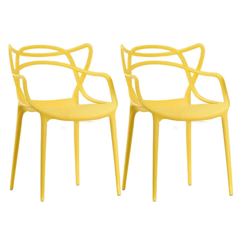 Contemporary Style Dining Armchair Plastic Open Back Dining Chair