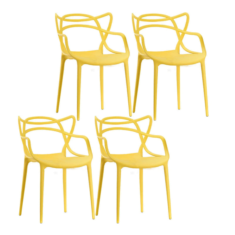Contemporary Style Dining Armchair Plastic Open Back Dining Chair