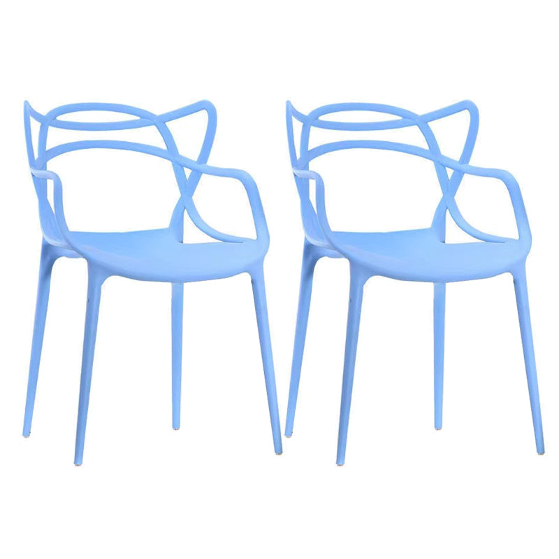 Contemporary Style Dining Armchair Plastic Open Back Dining Chair