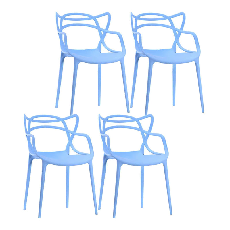 Contemporary Style Dining Armchair Plastic Open Back Dining Chair