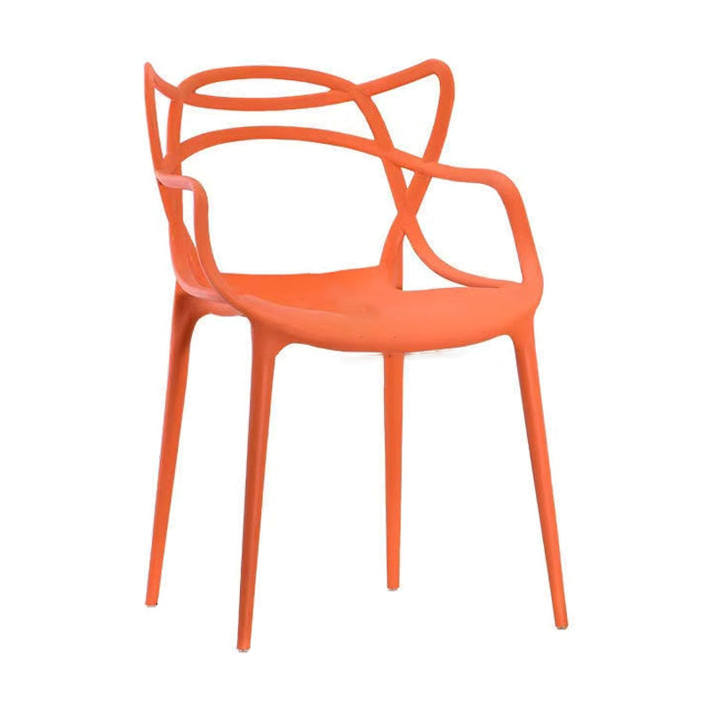 Contemporary Style Dining Armchair Plastic Open Back Dining Chair