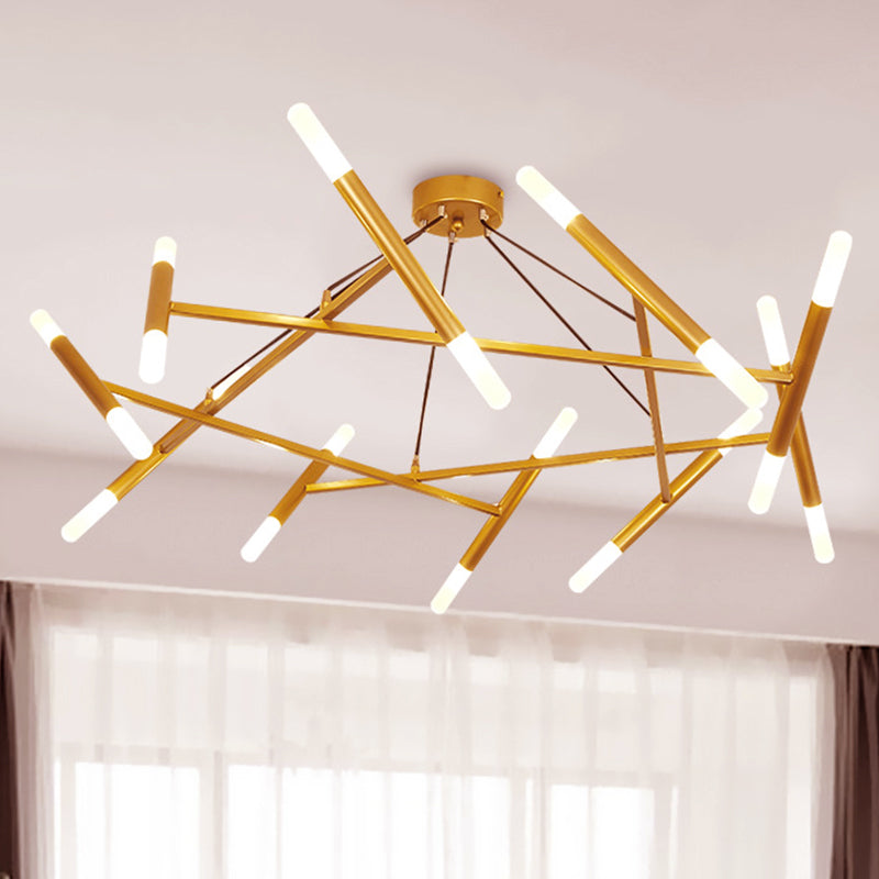 Metallic Slim Tube suspendu lampe contemporaine 20 bulbes en laiton LED PRENDANT PENDANT