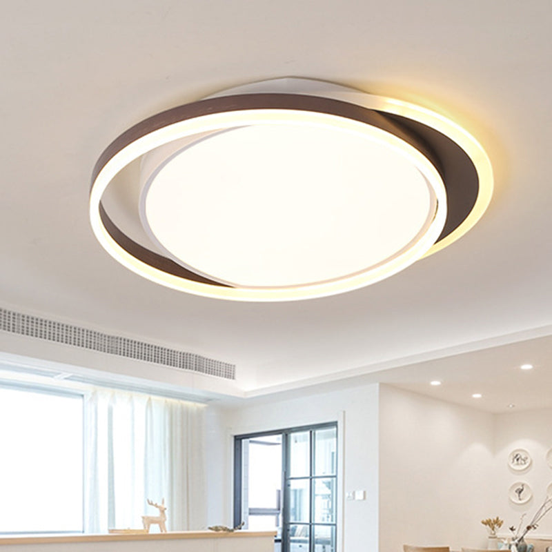 Brown Orbit Flush Mount Ceiling Light Simple 16 "/19.5" Wide Acryl LED Flush Light Fassung in Warm/White Light for Living Room