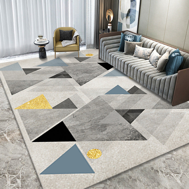Tapis contemporain gris clair, bloc de Polyester de couleur, lavable, pour la décoration de la maison