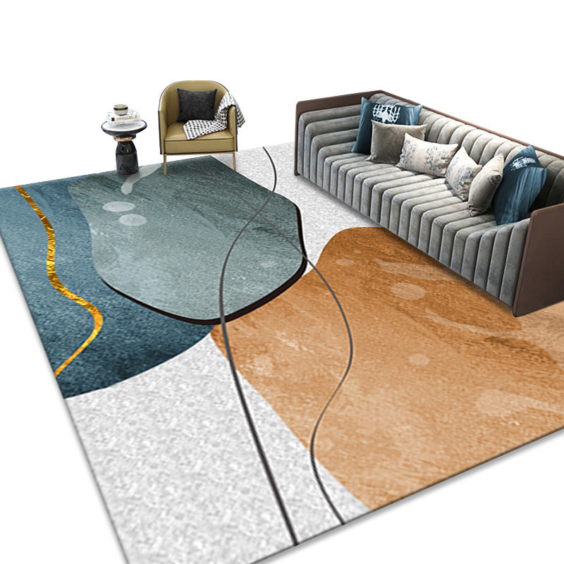 Tapis contemporain gris clair, bloc de Polyester de couleur, lavable, pour la décoration de la maison