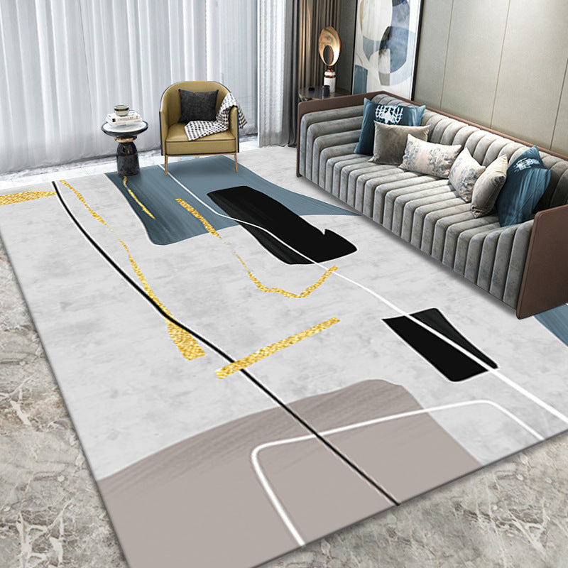 Tapis contemporain gris clair, bloc de Polyester de couleur, lavable, pour la décoration de la maison